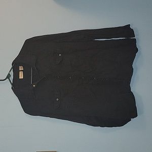 Chico's black snap button-down blouse